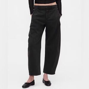 GAP mid waist twill barrel pants, black wash, size 12.